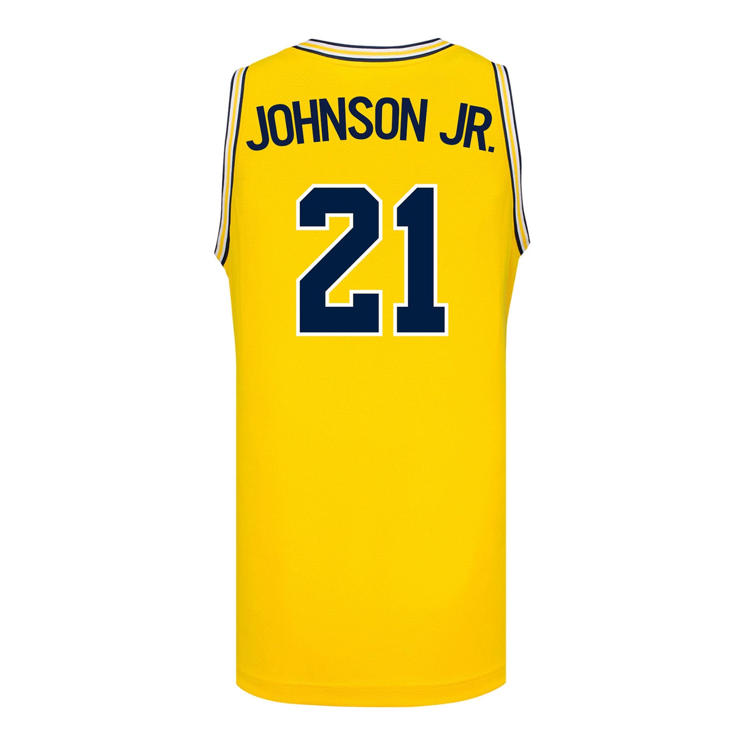 Michigan Wolverines #21 Morez Johnson Jr. Student Athlete Maize Basketball Jersey - Back View