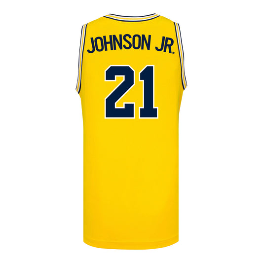 Michigan Wolverines #21 Morez Johnson Jr. Student Athlete Maize Basketball Jersey - Back View