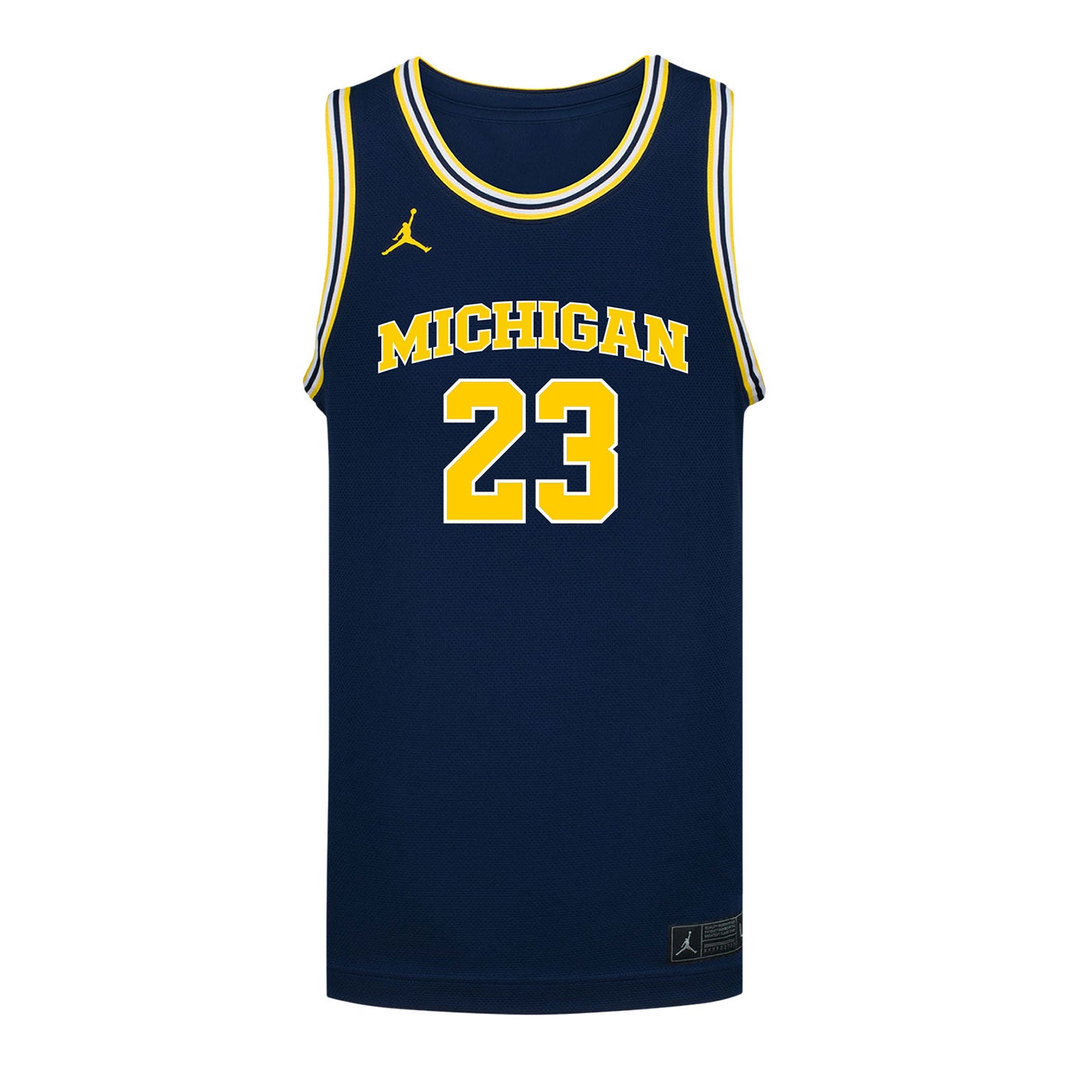 Michigan Wolverines #23 Yaxel Lendeborg Student Athlete Blue Basketball Jersey - Front View