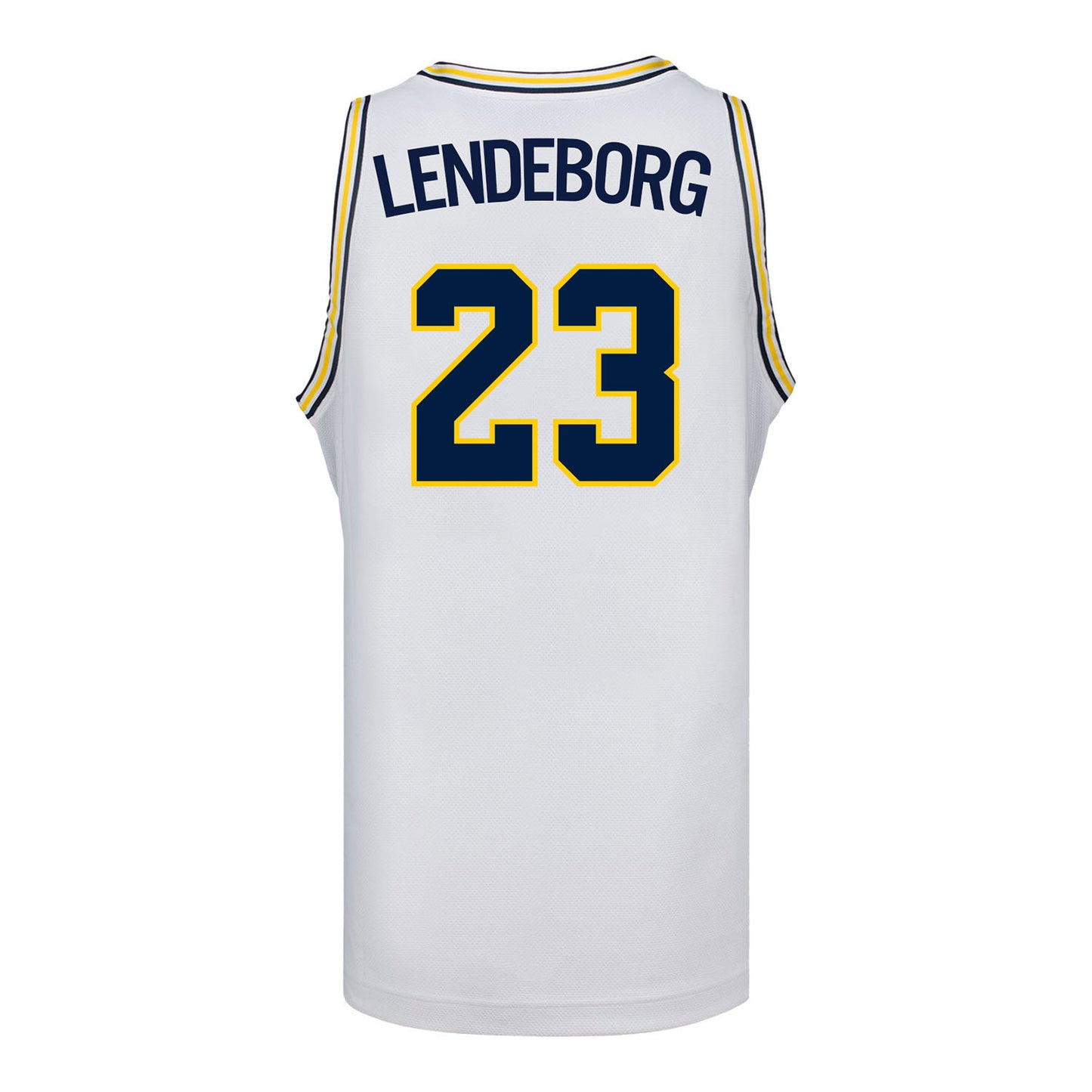Michigan Wolverines #23 Yaxel Lendeborg Student Athlete White Basketball Jersey - Back View