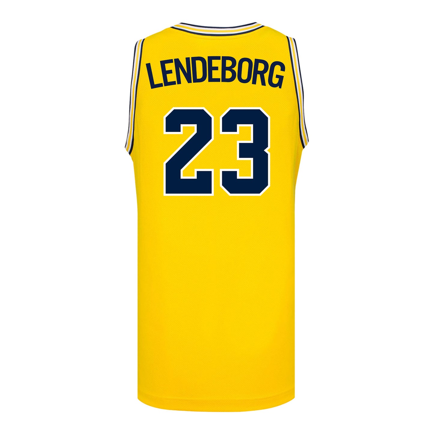 Michigan Wolverines #23 Yaxel Lendeborg Student Athlete Maize Basketball Jersey - Back View