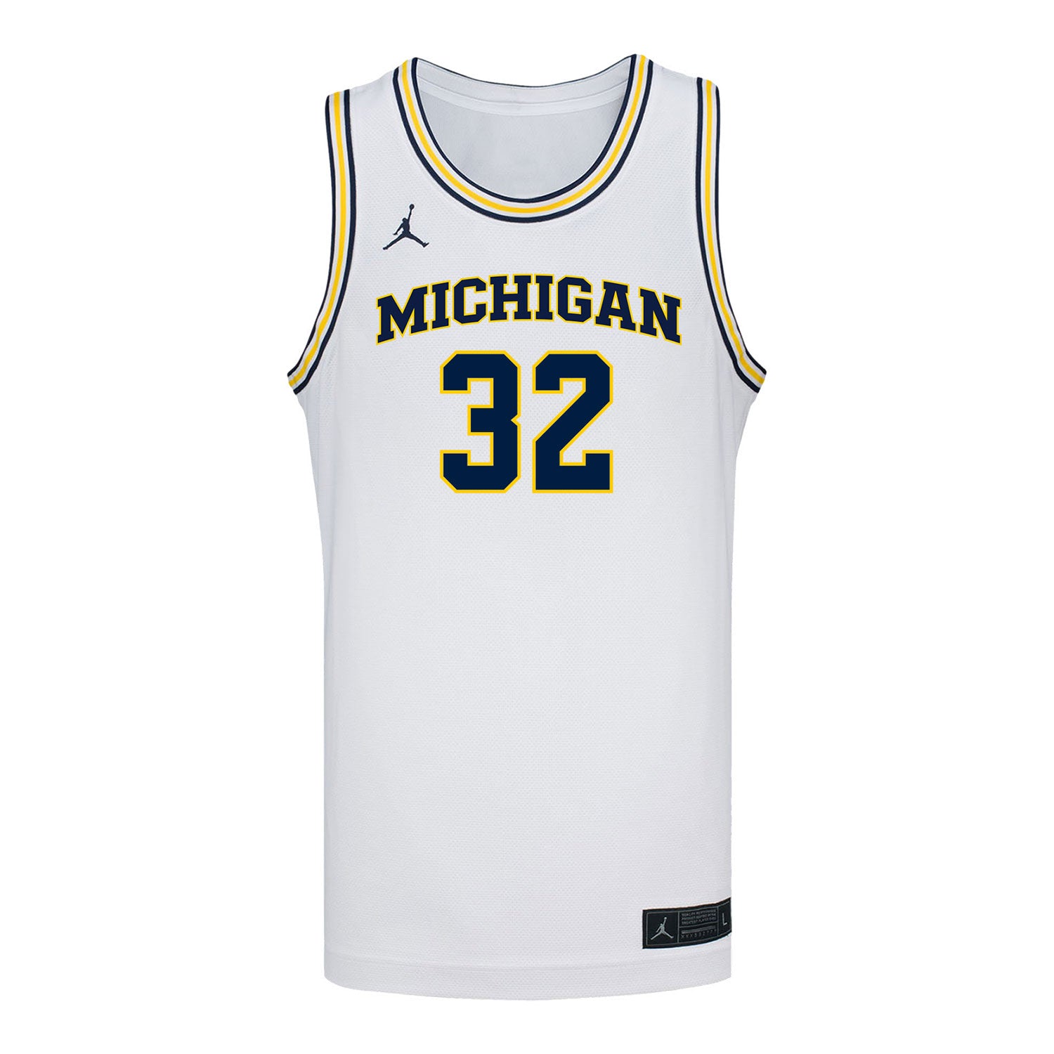 Michigan Wolverines #32 Malick Kordel Student Athlete White Basketball Jersey - Front View