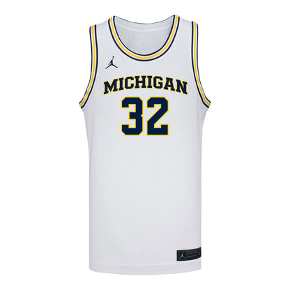 Michigan Wolverines #32 Malick Kordel Student Athlete White Basketball Jersey - Front View