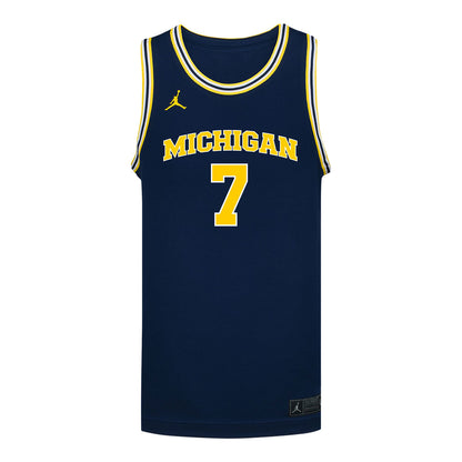 Michigan Wolverines #7 Jessica Fields Student Athlete Blue Women's Basketball Jersey - Front View