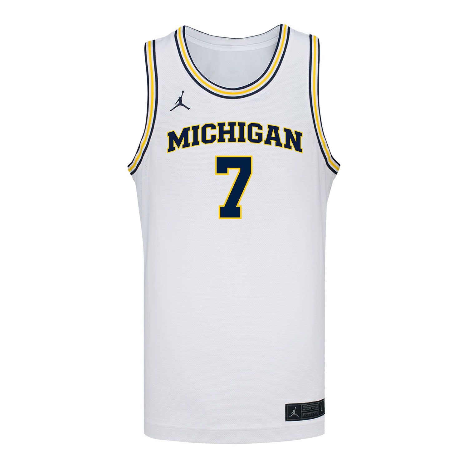 Michigan Wolverines #7 Jessica Fields Student Athlete White Women's Basketball Jersey - Front View