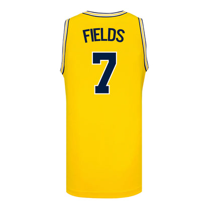 Michigan Wolverines #7 Jessica Fields Student Athlete Maize Women's Basketball Jersey - Back View