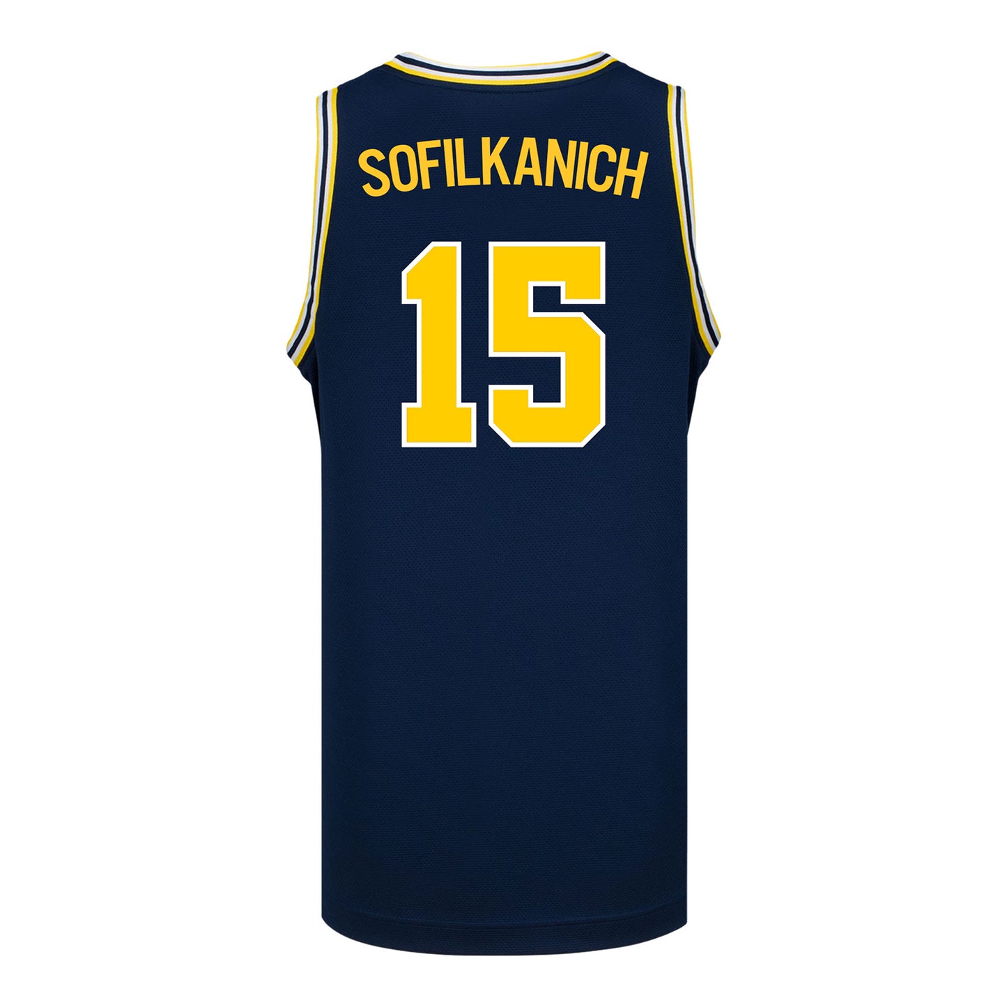 Michigan Wolverines #15 Ashley Sofilkanich Student Athlete Blue Women's Basketball Jersey - Back View