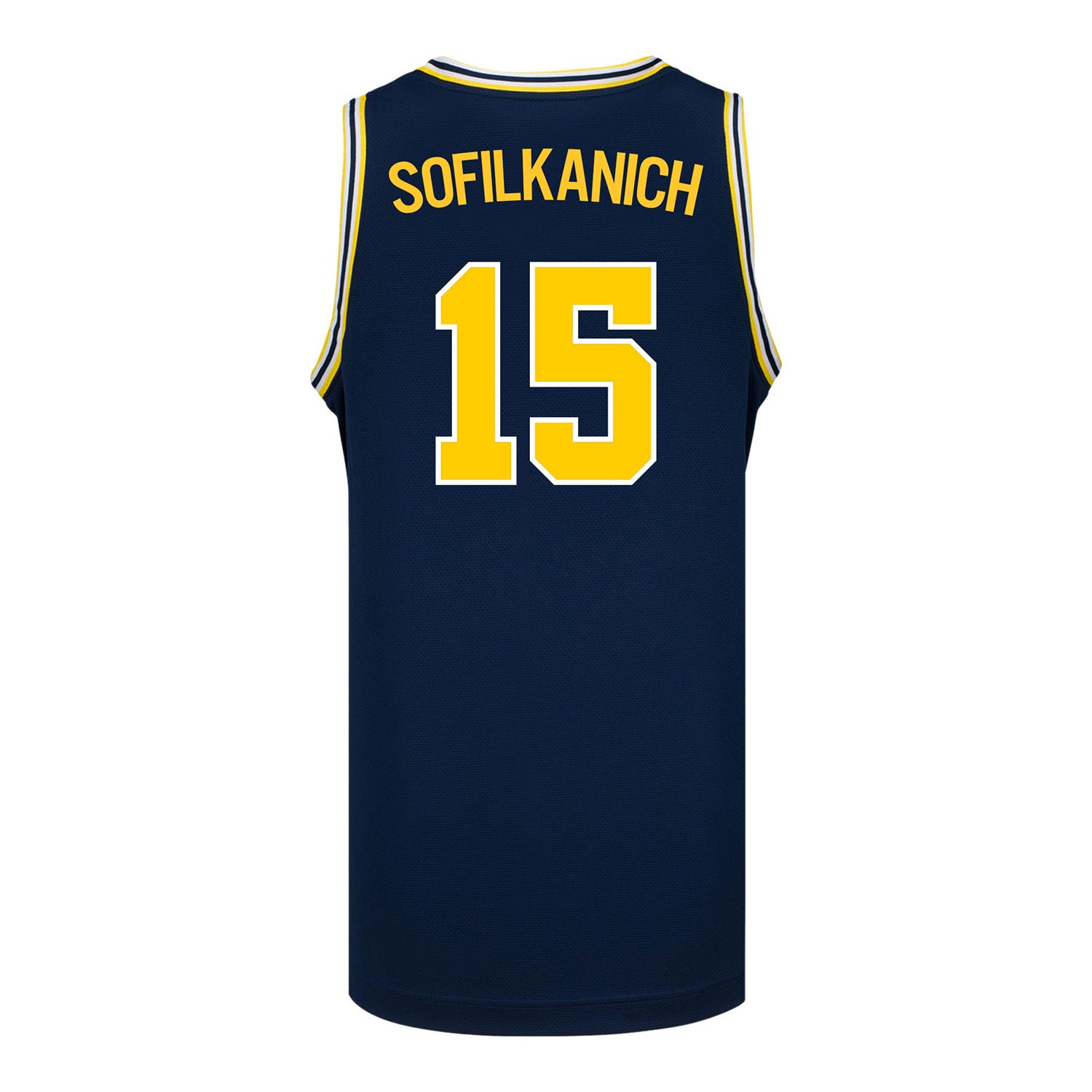 Michigan Wolverines #15 Ashley Sofilkanich Student Athlete Blue Women's Basketball Jersey - Back View
