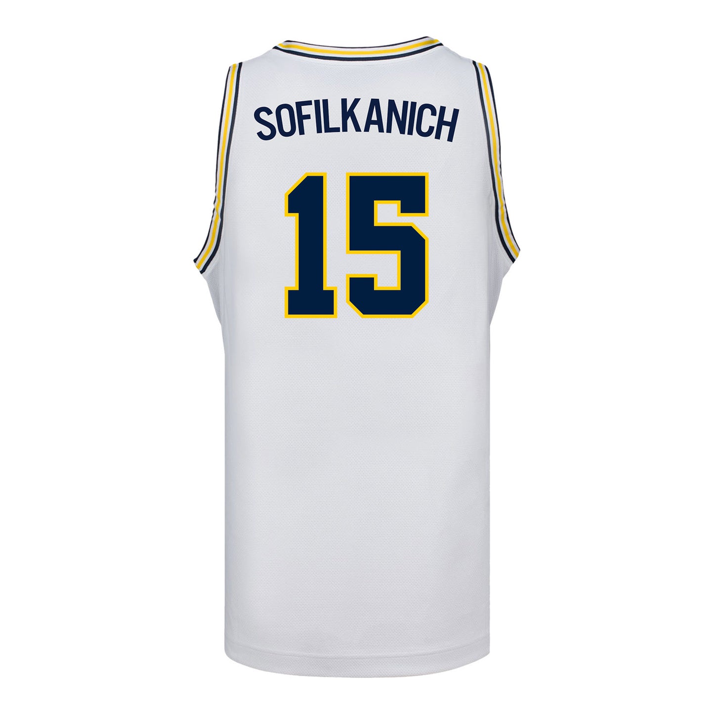 Michigan Wolverines #15 Ashley Sofilkanich Student Athlete White Women's Basketball Jersey- Back View