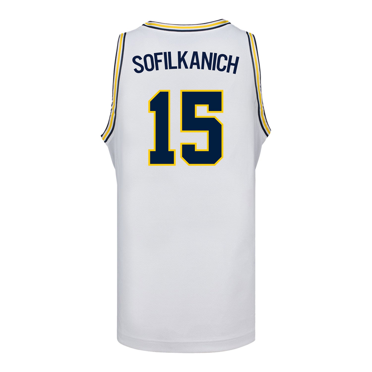 Michigan Wolverines #15 Ashley Sofilkanich Student Athlete White Women's Basketball Jersey- Back View