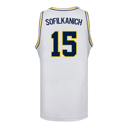 Michigan Wolverines #15 Ashley Sofilkanich Student Athlete White Women's Basketball Jersey- Back View