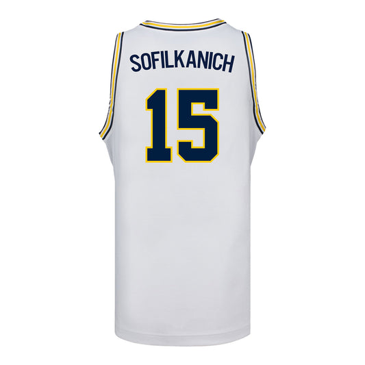 Michigan Wolverines #15 Ashley Sofilkanich Student Athlete White Women's Basketball Jersey- Back View