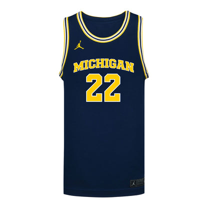 Michigan Wolverines #22 Kendall Dudley Student Athlete Blue Women's Basketball Jersey - Front View