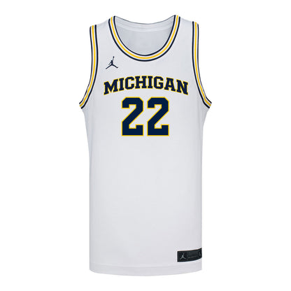 Michigan Wolverines #22 Kendall Dudley Student Athlete White Women's Basketball Jersey - Front View