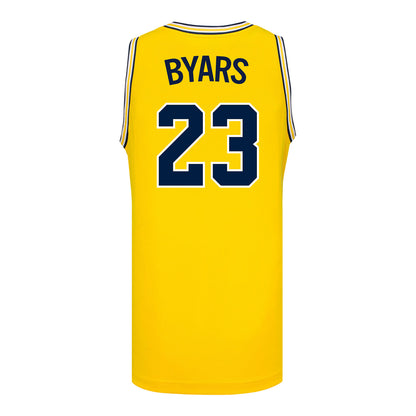 Michigan Wolverines #23 Ciara Byars Student Athlete Maize Women's Basketball Jersey - Back View