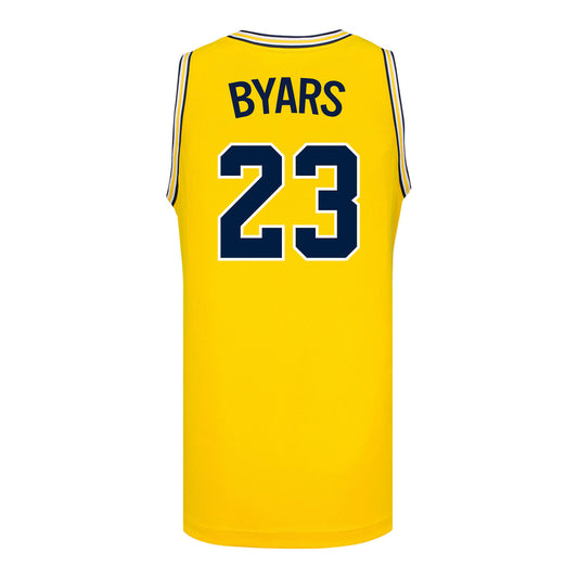 Michigan Wolverines #23 Ciara Byars Student Athlete Maize Women's Basketball Jersey - Back View