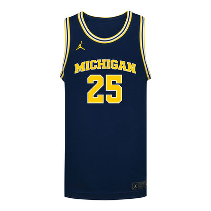 Michigan Wolverines #25 McKenzie Mathurin Student Athlete Blue Women's Basketball Jersey - Front View