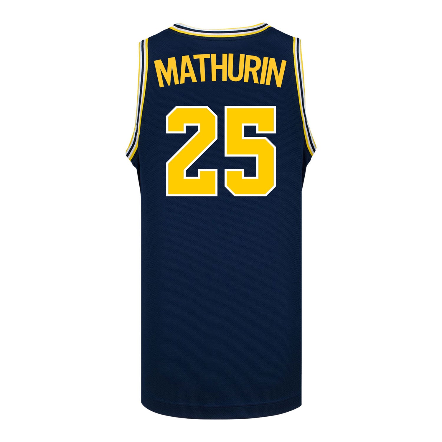 Michigan Wolverines #25 McKenzie Mathurin Student Athlete Blue Women's Basketball Jersey - Back View