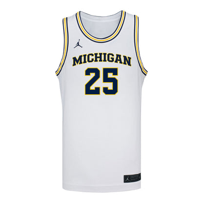 Michigan Wolverines #25 McKenzie Mathruin Student Athlete White Women's Basketball Jersey - Front View