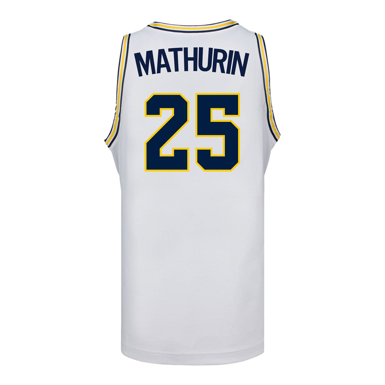 Michigan Wolverines #25 McKenzie Mathruin Student Athlete White Women's Basketball Jersey - Back View