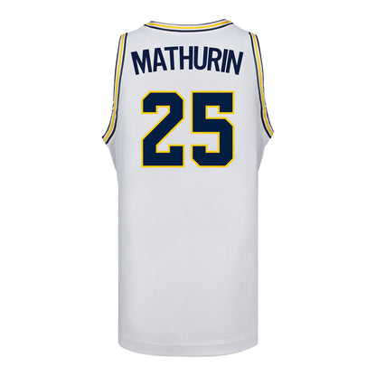 Michigan Wolverines #25 McKenzie Mathruin Student Athlete White Women's Basketball Jersey - Back View