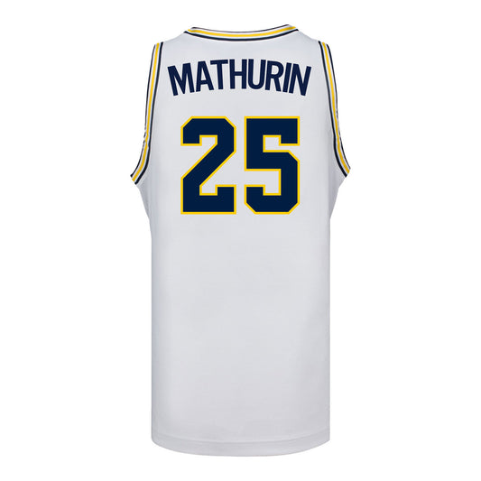 Michigan Wolverines #25 McKenzie Mathruin Student Athlete White Women's Basketball Jersey - Back View
