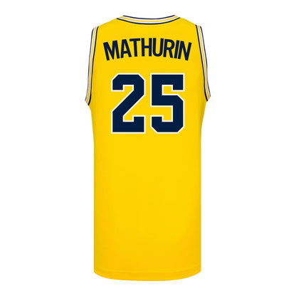 Michigan Wolverines #25 McKenzie Mathurin Student Athlete Maize Women's Basketball Jersey - Back View