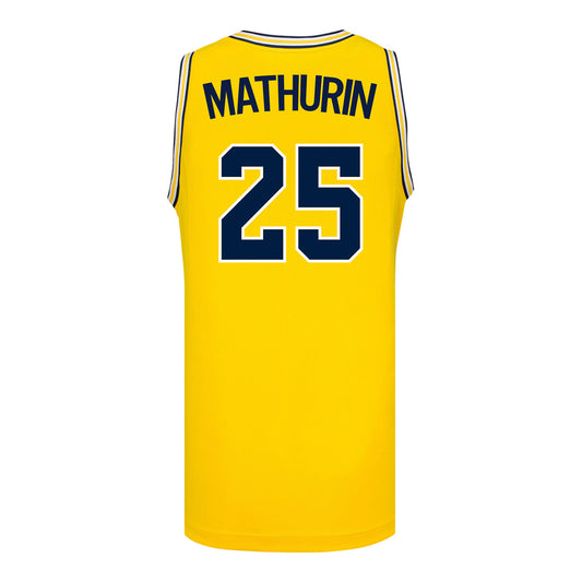 Michigan Wolverines #25 McKenzie Mathurin Student Athlete Maize Women's Basketball Jersey - Back View