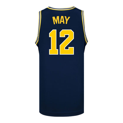 Michigan Wolverines #12 Charley May Student Athlete Blue Basketball Jersey