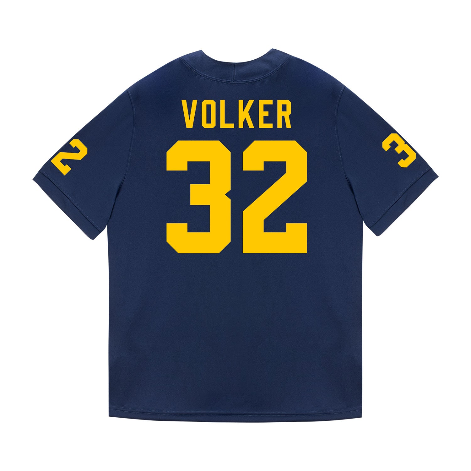 Michigan Wolverines #32 John Volker Student Athlete Blue Football Jersey - Back View