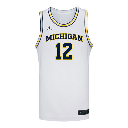 Michigan Wolverines #12 Charley May Student Athlete White Basketball Jersey