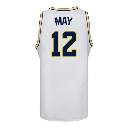 Michigan Wolverines #12 Charley May Student Athlete White Basketball Jersey