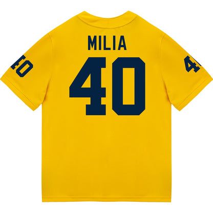 Michigan Wolverines #40 Rocco Milia Student Athlete Maize Football Jersey - Back View