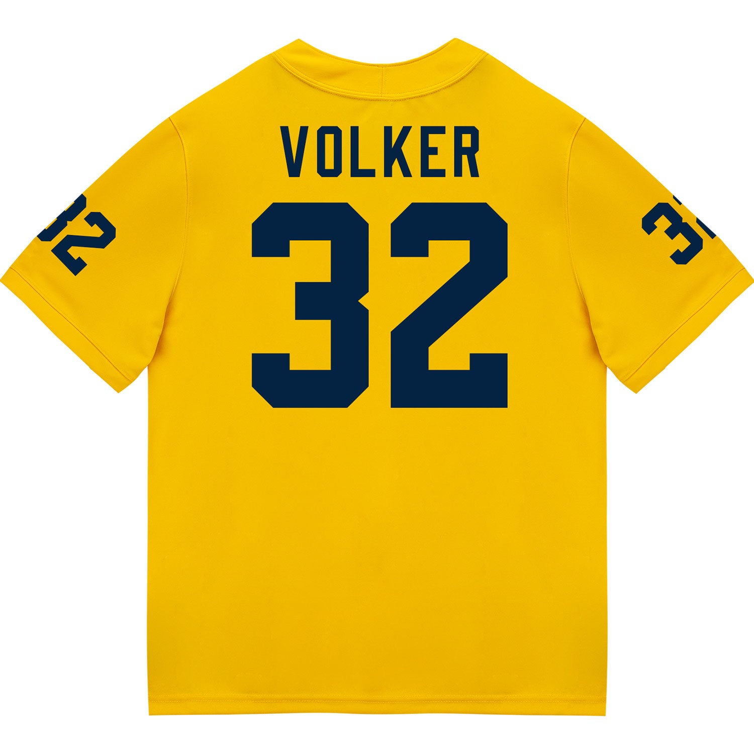 Michigan Wolverines #32 John Volker Student Athlete Maize Football Jersey - Back View