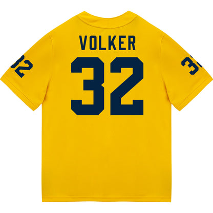 Michigan Wolverines #32 John Volker Student Athlete Maize Football Jersey - Back View