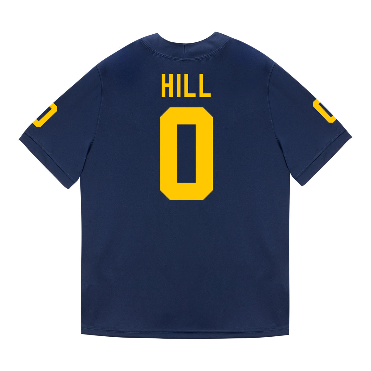 Michigan Wolverines #0 Jyaire Hill Student Athlete Blue Football Jersey - Back View
