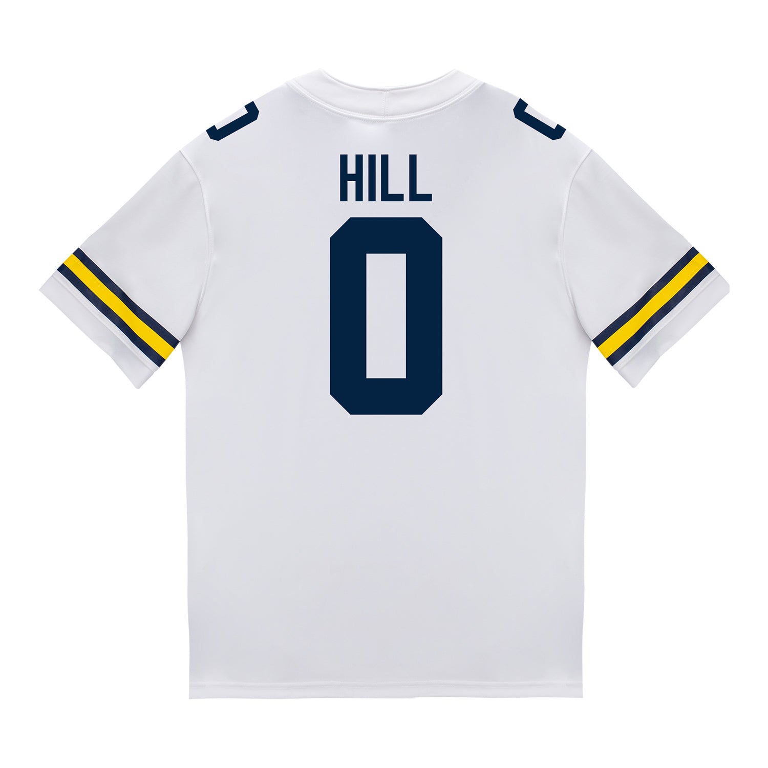 Michigan Wolverines #0 Jyaire Hill Student Athlete White Football Jersey - Back View