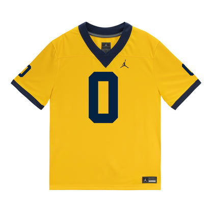 Michigan Wolverines #0 Jyaire Hill Student Athlete Maize Football Jersey - Front View