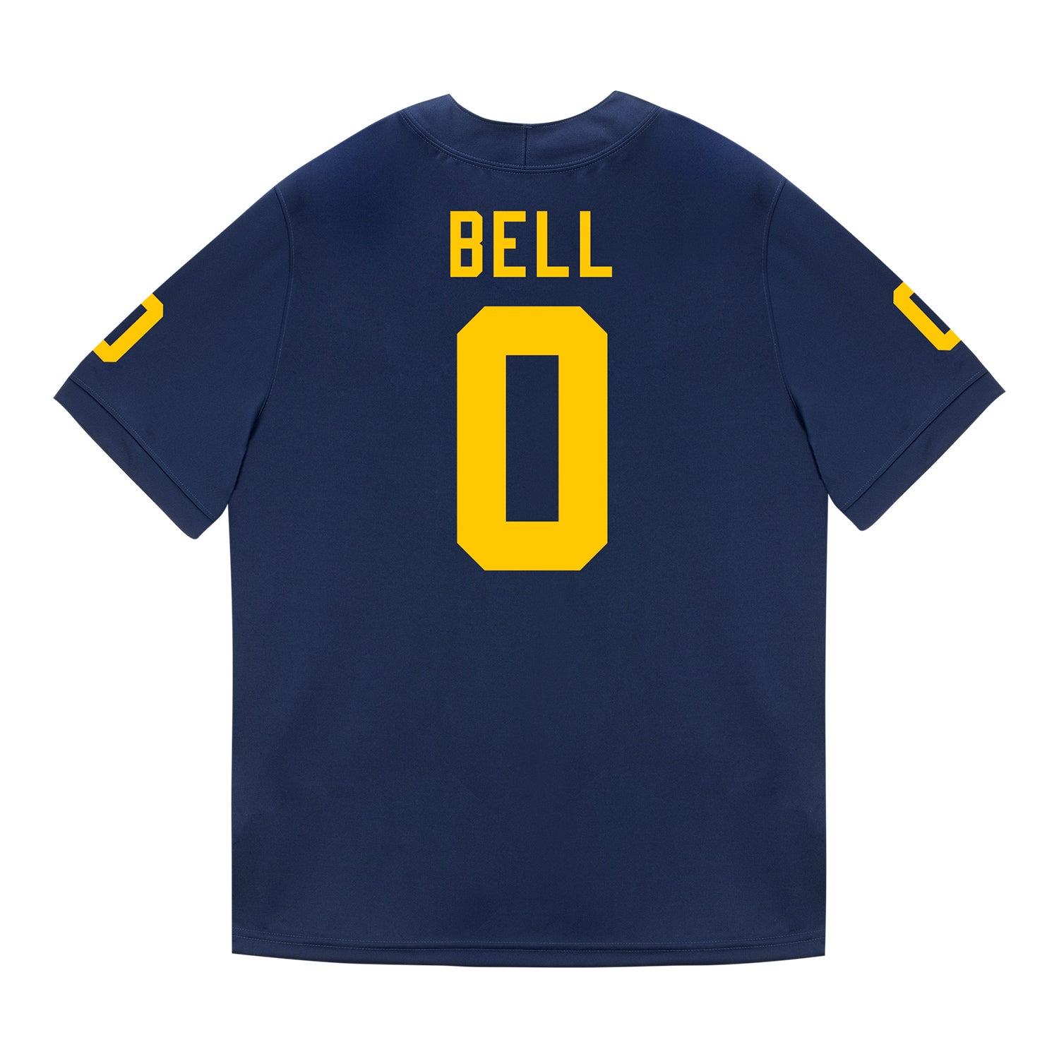 Michigan Wolverines #0 Kendrick Bell Student Athlete Blue Football Jersey - Back View