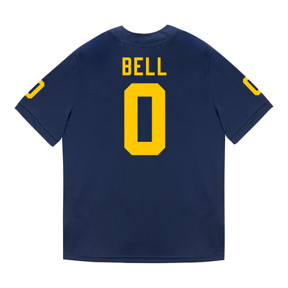 Michigan Wolverines #0 Kendrick Bell Student Athlete Blue Football Jersey - Back View