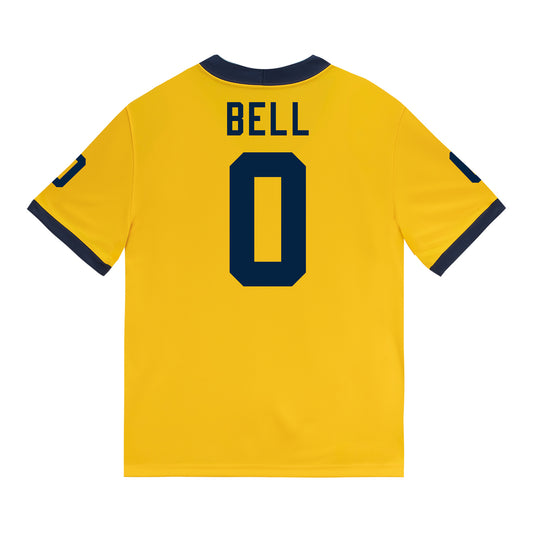 Michigan Wolverines #0 Kendrick Bell Student Athlete Maize Football Jersey - Back View