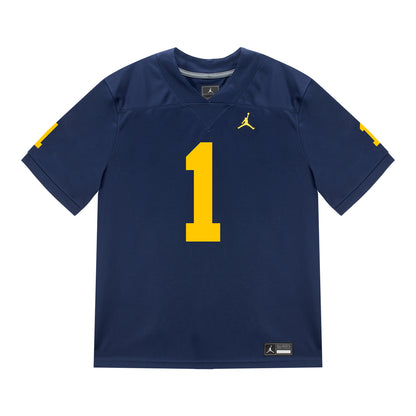 Michigan Wolverines #1 Rod Moore Student Athlete Blue Football Jersey - Front View