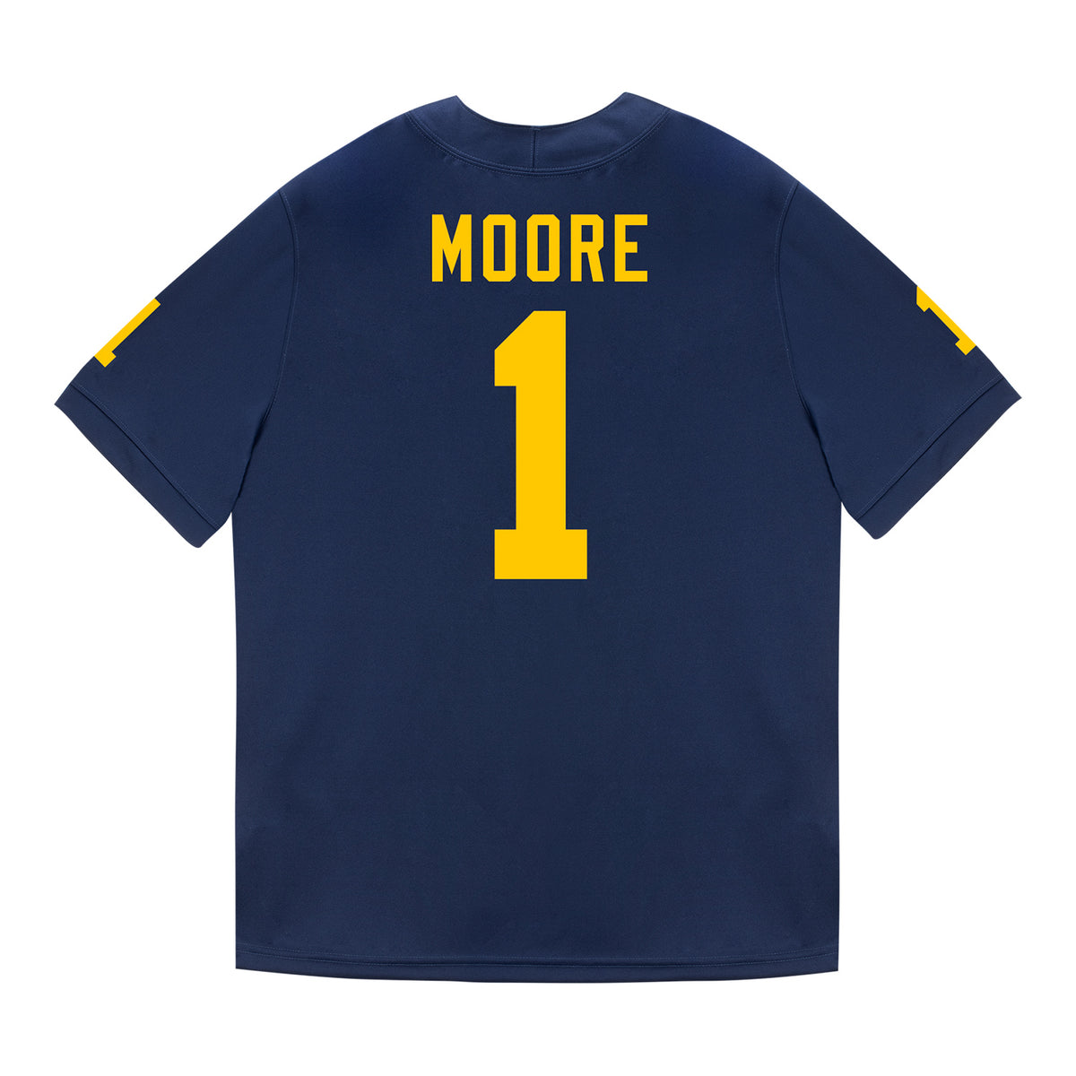 Michigan Wolverines #1 Rod Moore Student Athlete Blue Football Jersey - Back View