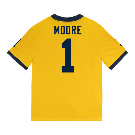 Michigan Wolverines #1 Rod Moore Student Athlete Maize Football Jersey - Back View