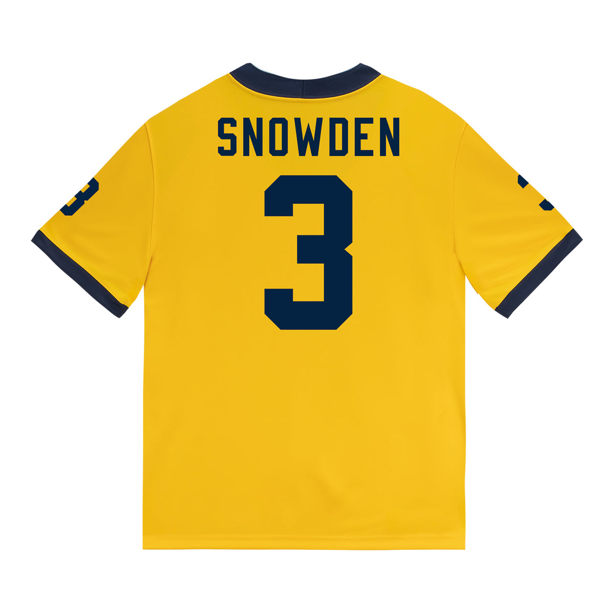Michigan Wolverines #3 Smith Snowden Student Athlete Maize Football Jersey - Back View