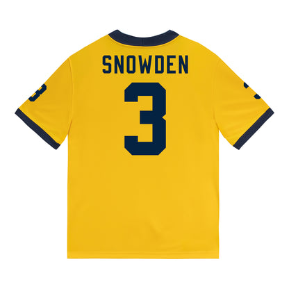Michigan Wolverines #3 Smith Snowden Student Athlete Maize Football Jersey - Back View