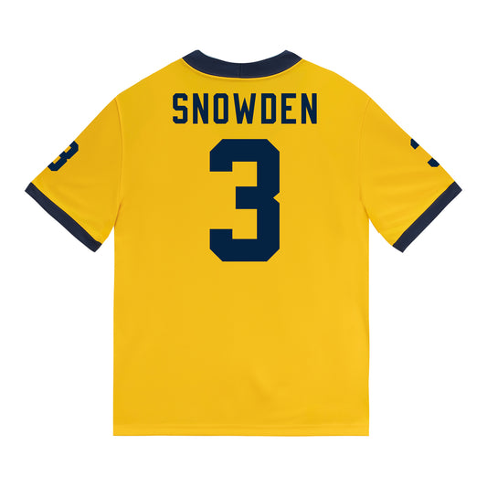 Michigan Wolverines #3 Smith Snowden Student Athlete Maize Football Jersey - Back View