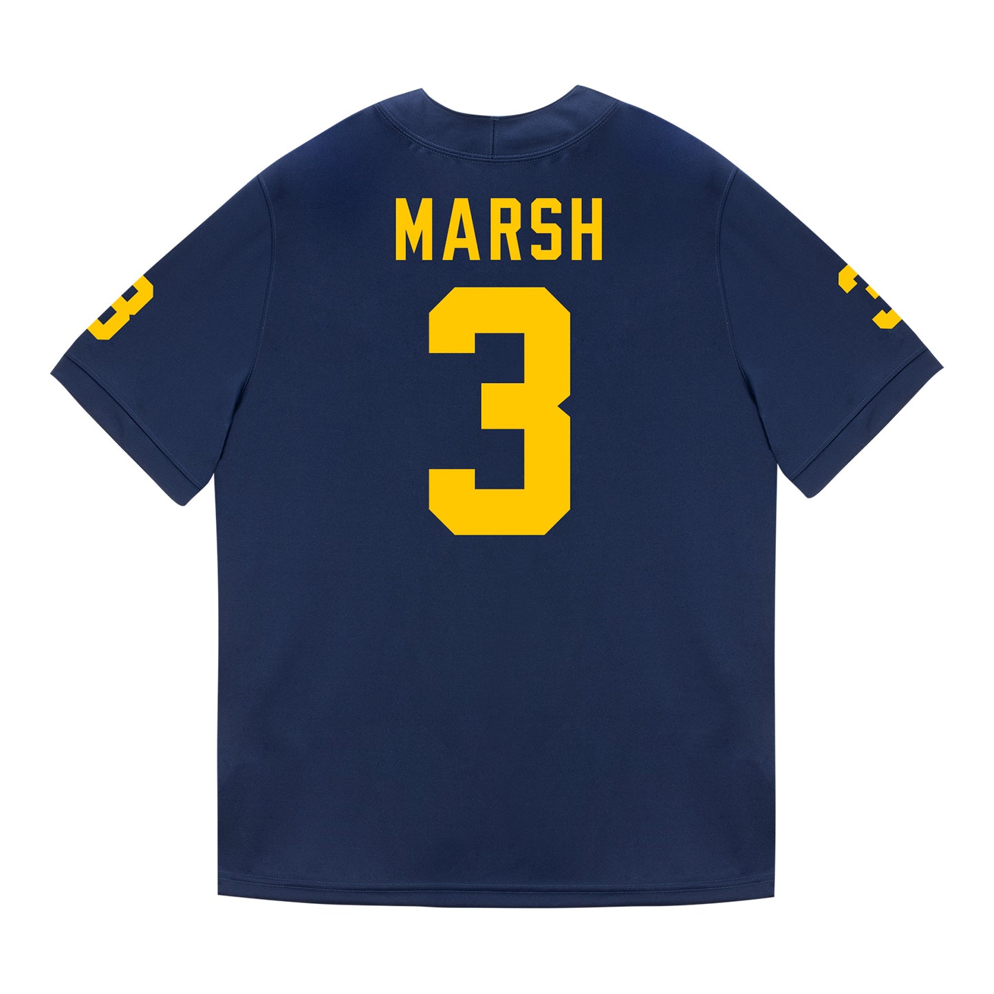 Michigan Wolverines #3 Andrew Marsh Student Athlete Blue Football Jersey - Back View