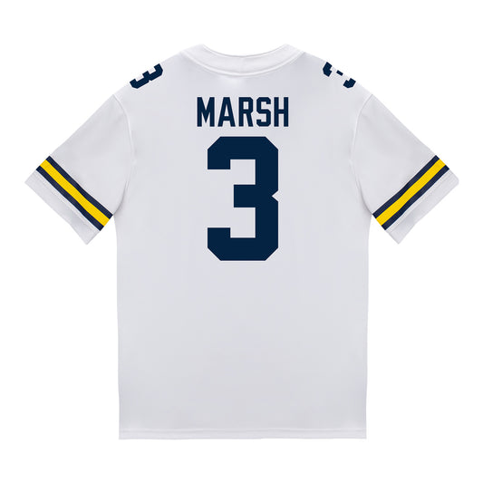 Michigan Wolverines #3 Andrew Marsh Student Athlete White Football Jersey