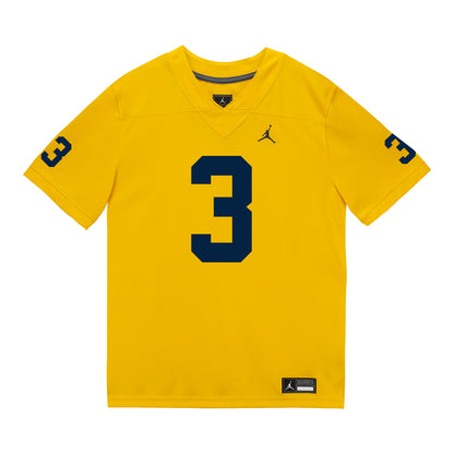 Youth Michigan Wolverines #3 Andrew Marsh Student Athlete Maize Football Jersey